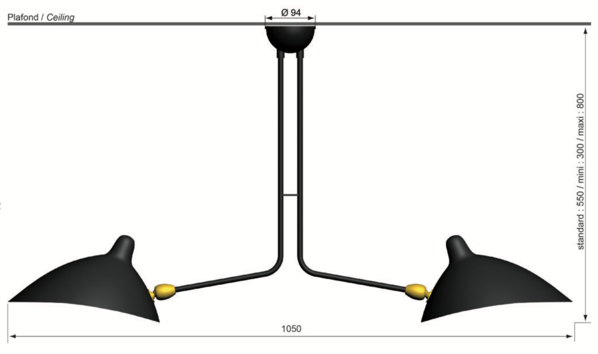 Ceiling lamp 2 still arms