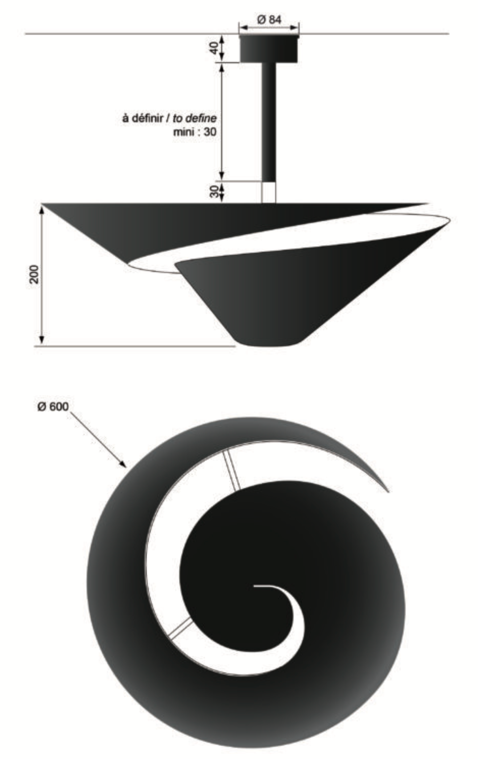 Ceiling lamp “Snail” – 23″diameter
