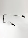 Sconce 2 rot. arms, 1 straight, 1 curved